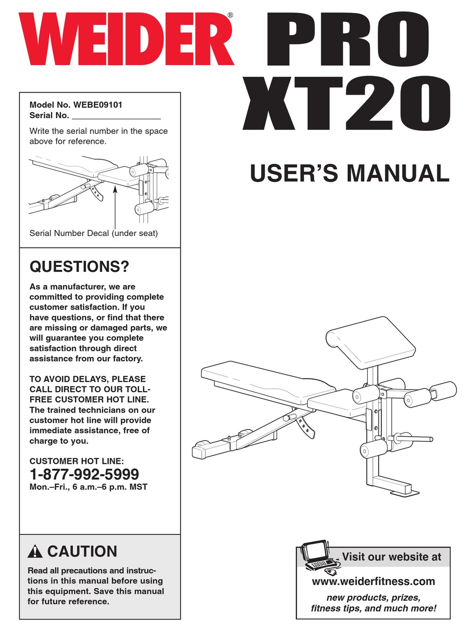 Weider xp 400 online exercise chart