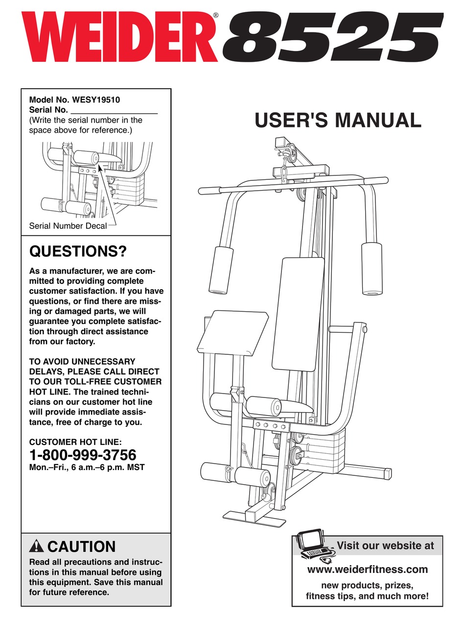 Weider 8525 best sale home gym