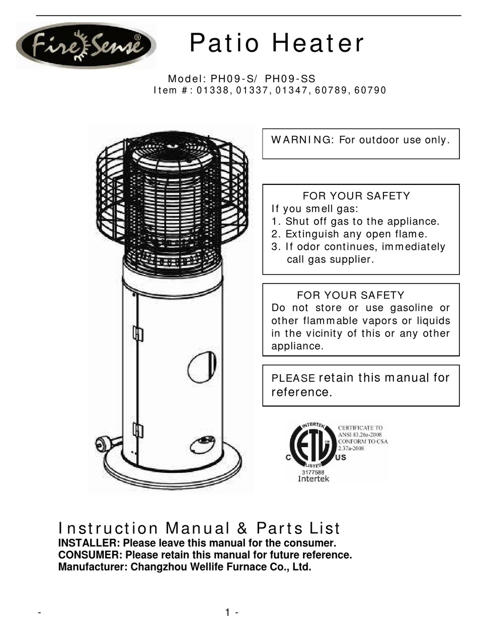 FIRE SENSE 1337 INSTRUCTIONS AND PARTS MANUAL Pdf Download ManualsLib