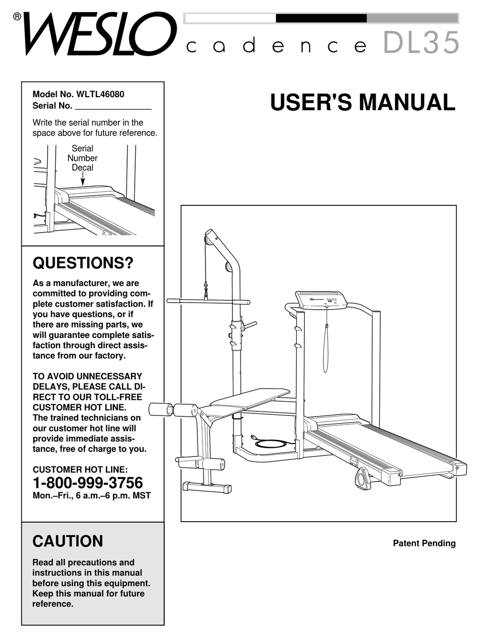 WESLO WLTL46080 USER MANUAL Pdf Download | ManualsLib