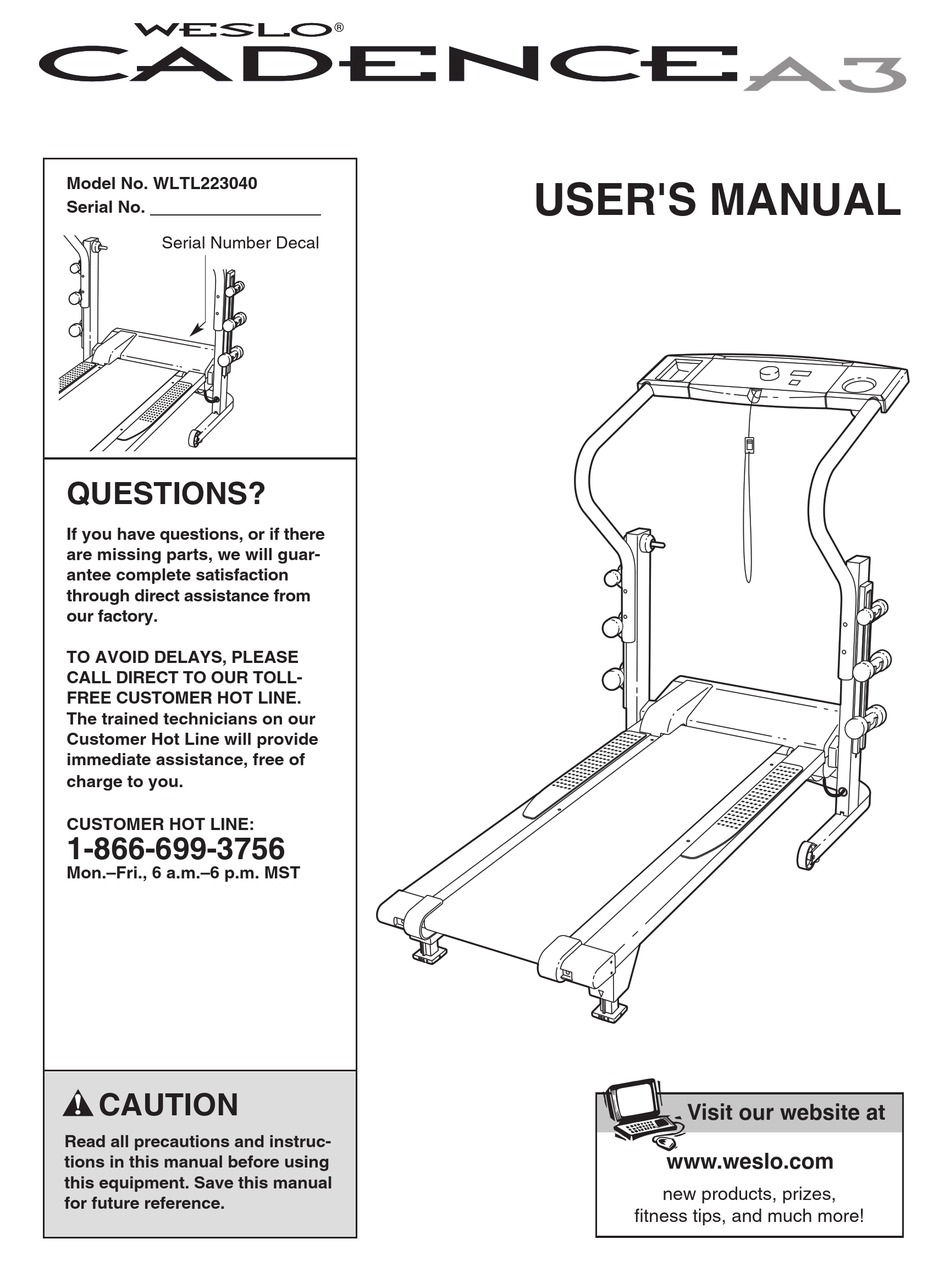 WESLO WLTL223040 USER MANUAL Pdf Download | ManualsLib