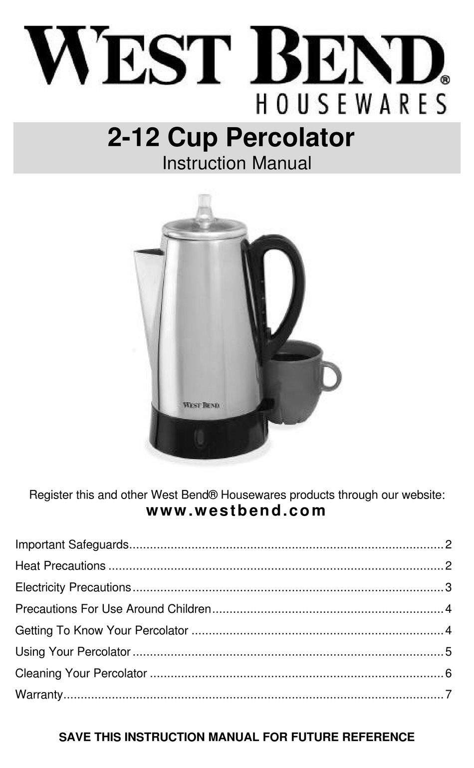 WEST BEND COFFEEMAKER INSTRUCTION MANUAL Pdf Download ManualsLib
