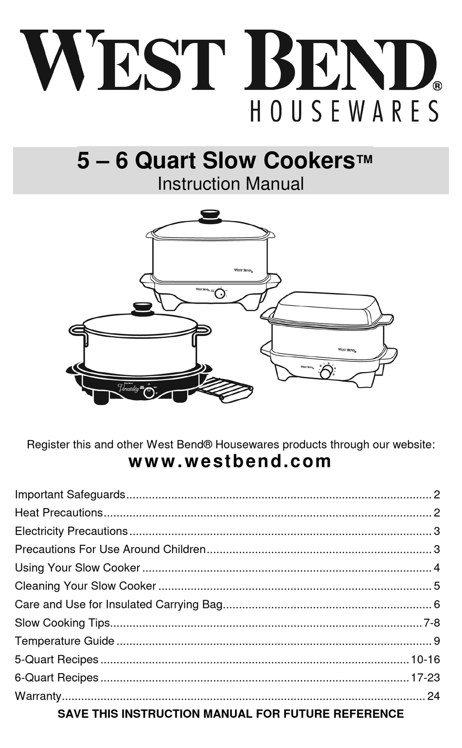 WEST BEND COOKERS INSTRUCTION MANUAL Pdf Download | ManualsLib