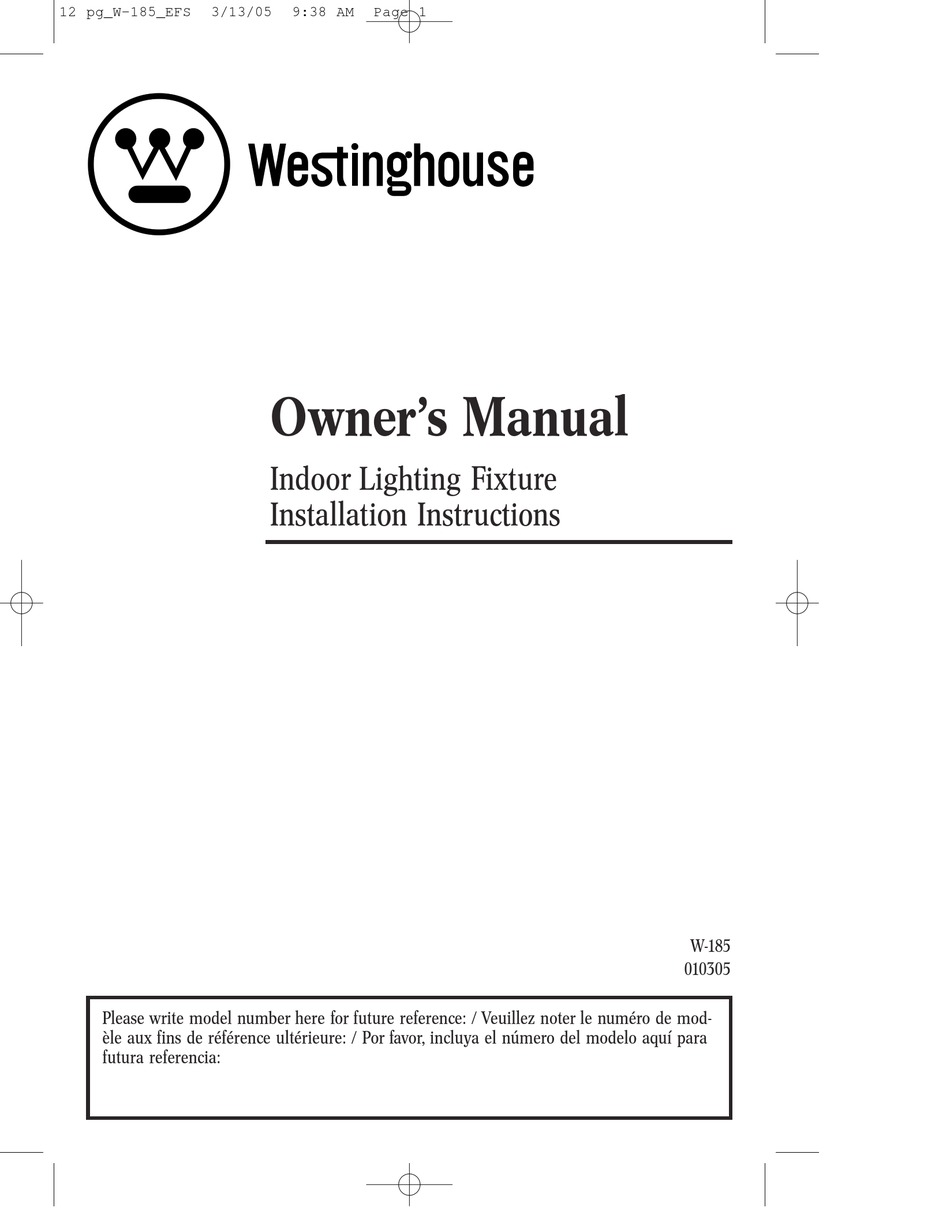 WESTINGHOUSE W-185 OWNER'S MANUAL Pdf Download | ManualsLib