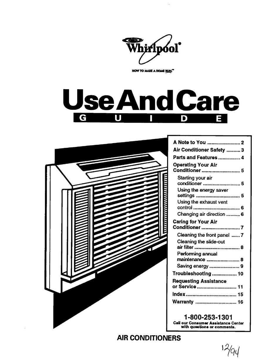 WHIRLPOOL ACE184XD0 USE AND CARE MANUAL Pdf Download ManualsLib