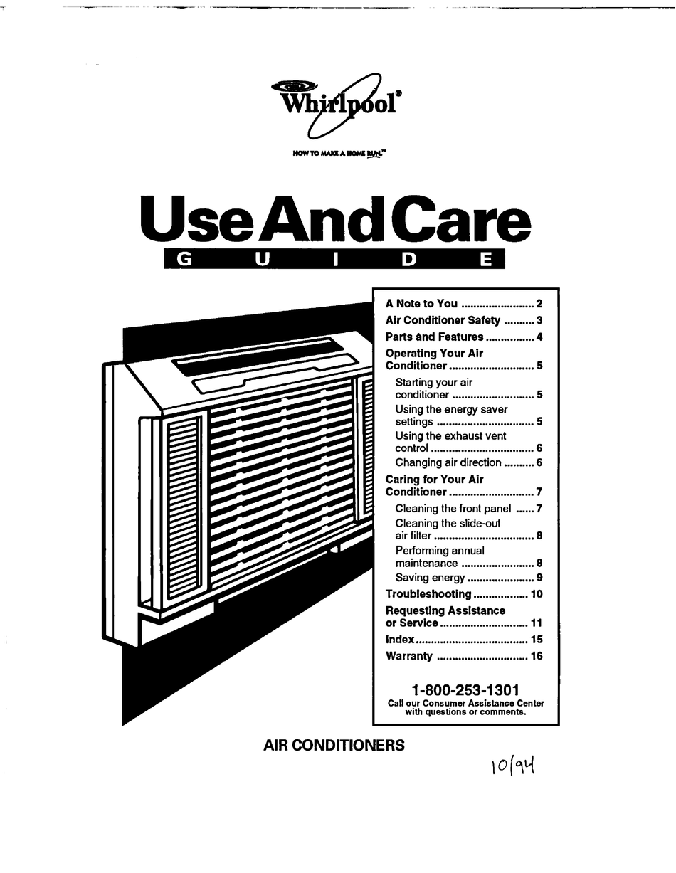 WHIRLPOOL ACH082XD0 USE AND CARE MANUAL Pdf Download ManualsLib