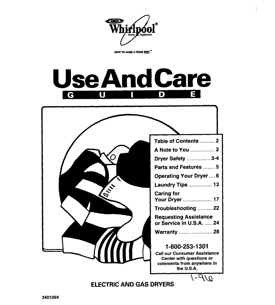 WHIRLPOOL 340 1094 USE AND CARE MANUAL Pdf Download | ManualsLib