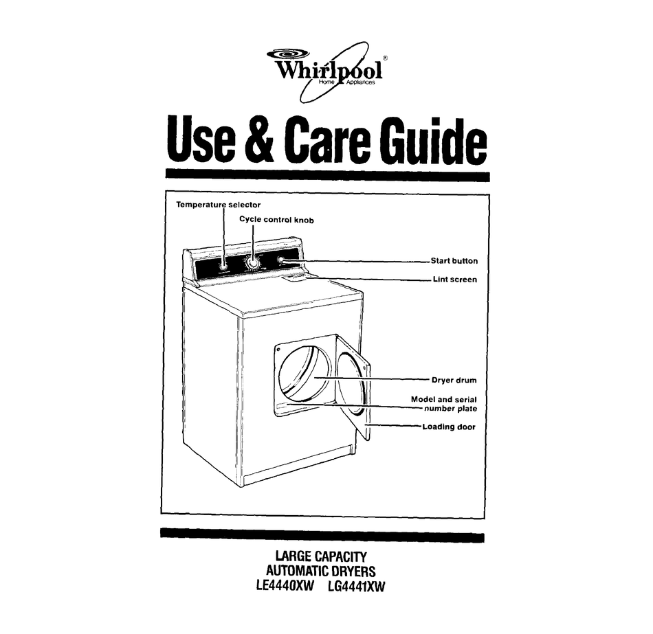 WHIRLPOOL LE444UXW USE AND CARE MANUAL Pdf Download ManualsLib