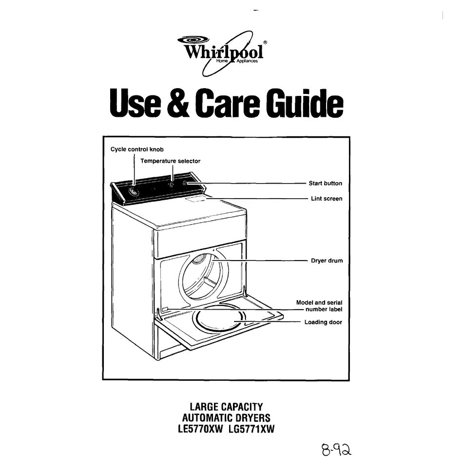 WHIRLPOOL LE5770XW USE AND CARE MANUAL Pdf Download ManualsLib