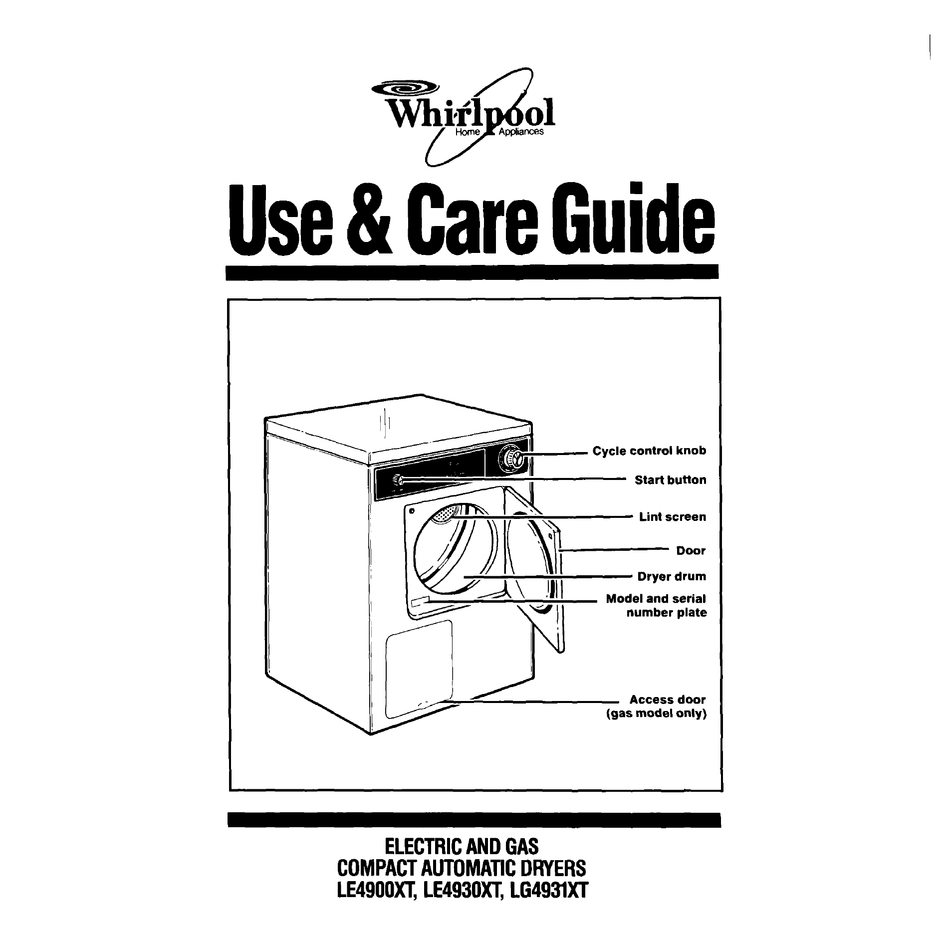 WHIRLPOOL LG493LXT USE AND CARE MANUAL Pdf Download ManualsLib