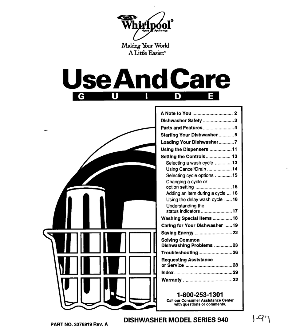 WHIRLPOOL SERIES 940 USE AND CARE MANUAL Pdf Download | ManualsLib