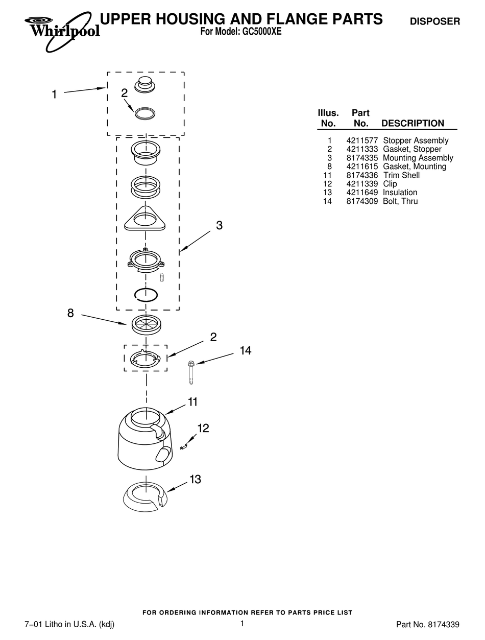 WHIRLPOOL GC5000XE PARTS LIST Pdf Download | ManualsLib