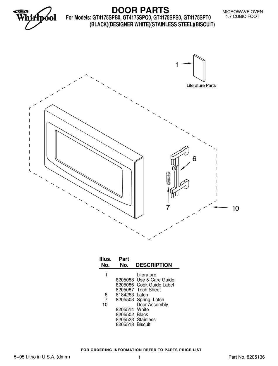 WHIRLPOOL GT4175SPB0 PARTS LIST Pdf Download ManualsLib