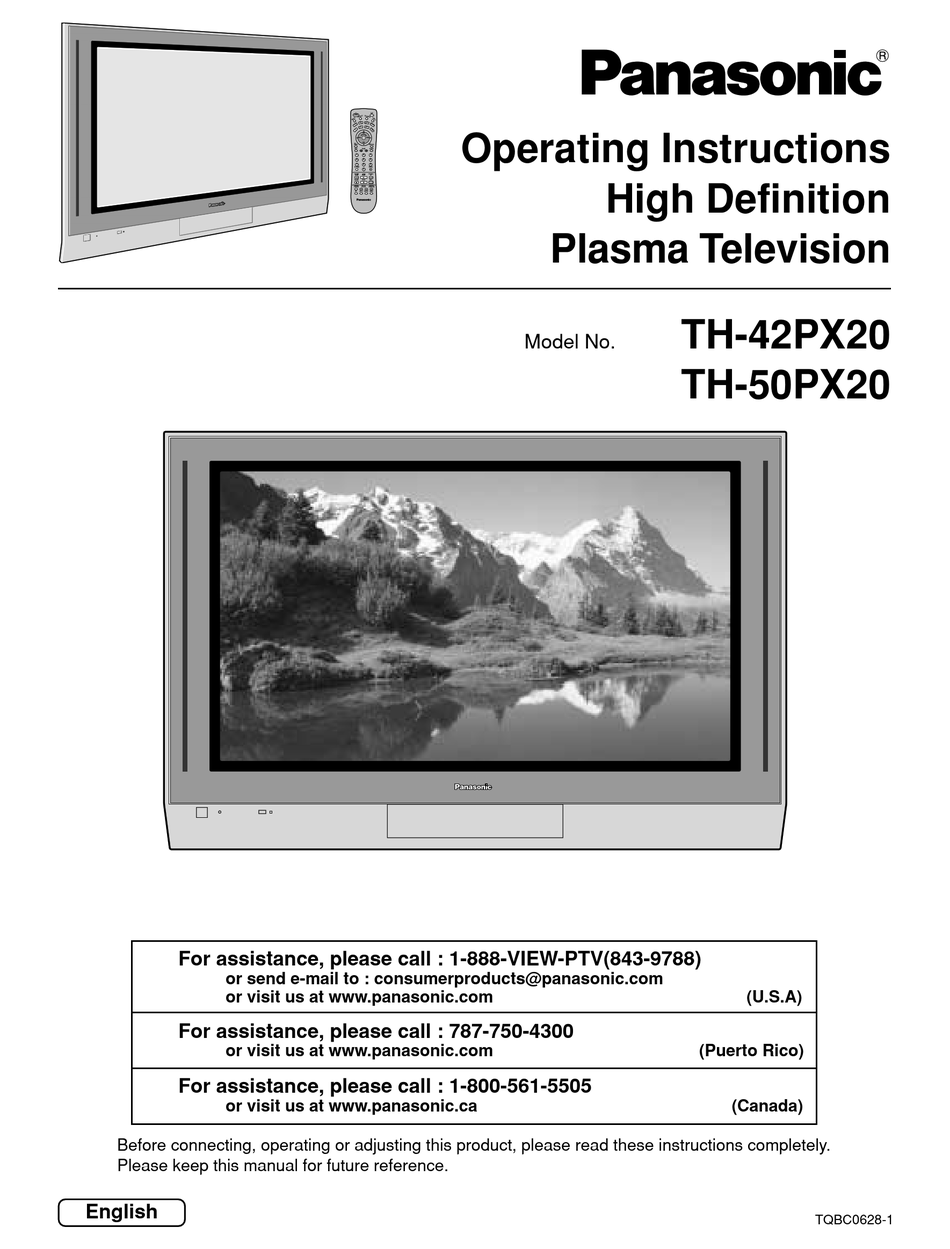 Panasonic Th 42px20u P Operating Instructions Manual Pdf Download Manualslib