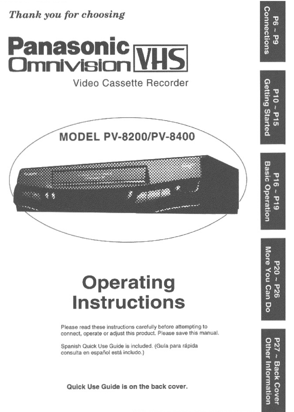 Panasonic PV-8400 Video Cassette Recorder 