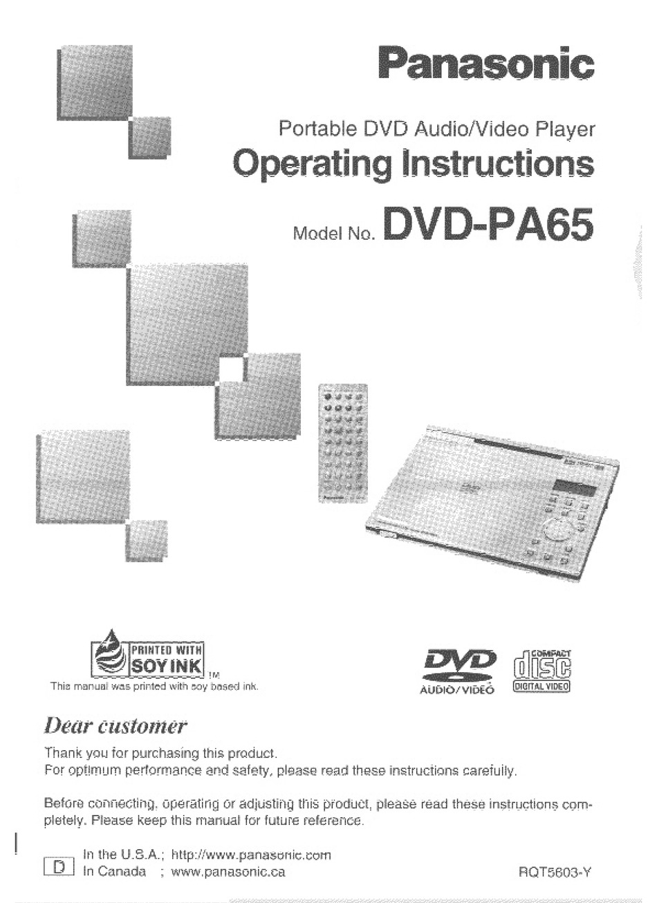 PANASONIC DVDPA65 OPERATING INSTRUCTIONS MANUAL Pdf Download ManualsLib