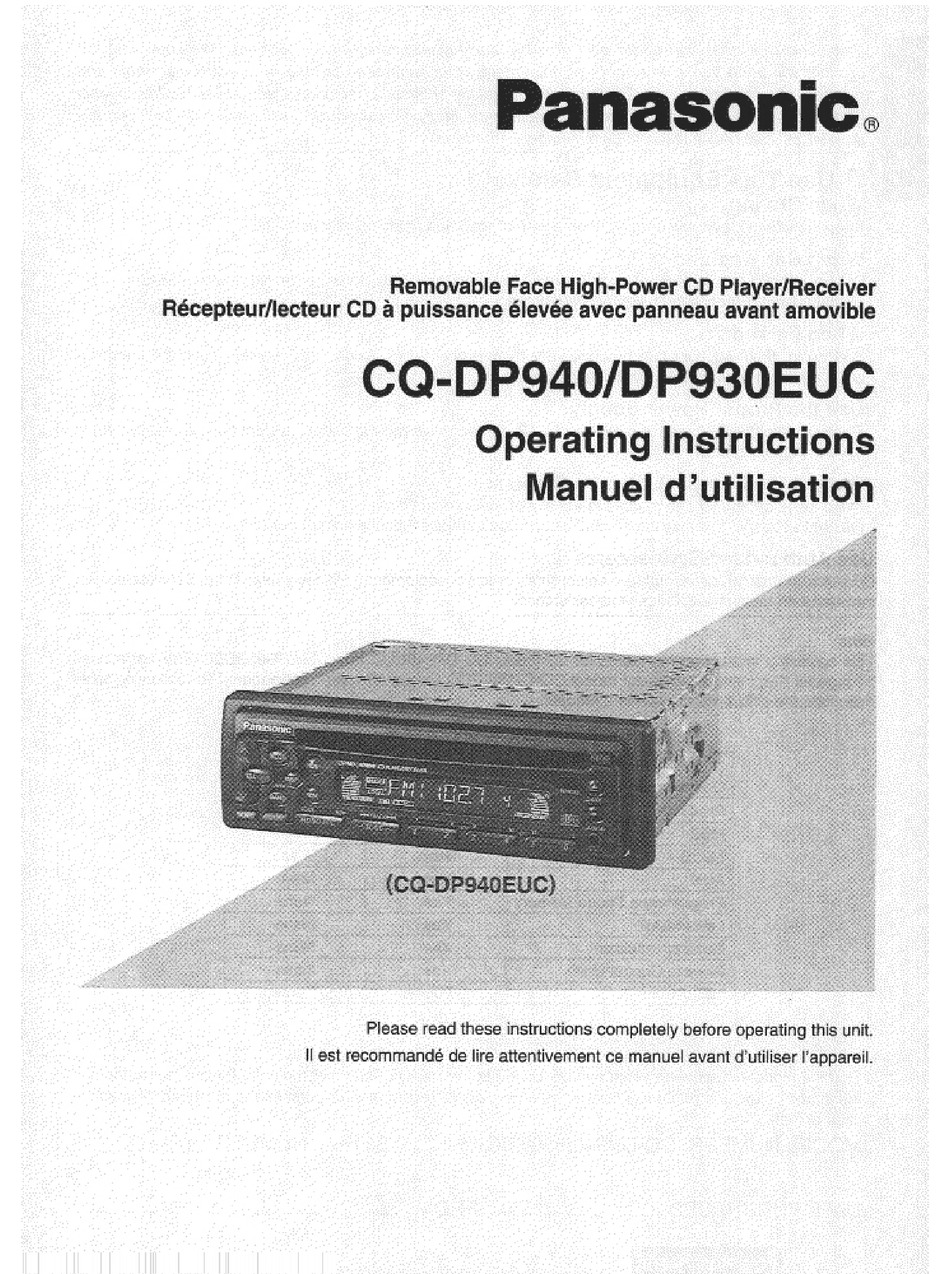 PANASONIC CQ-DP930 OPERATING INSTRUCTIONS MANUAL Pdf Download | ManualsLib