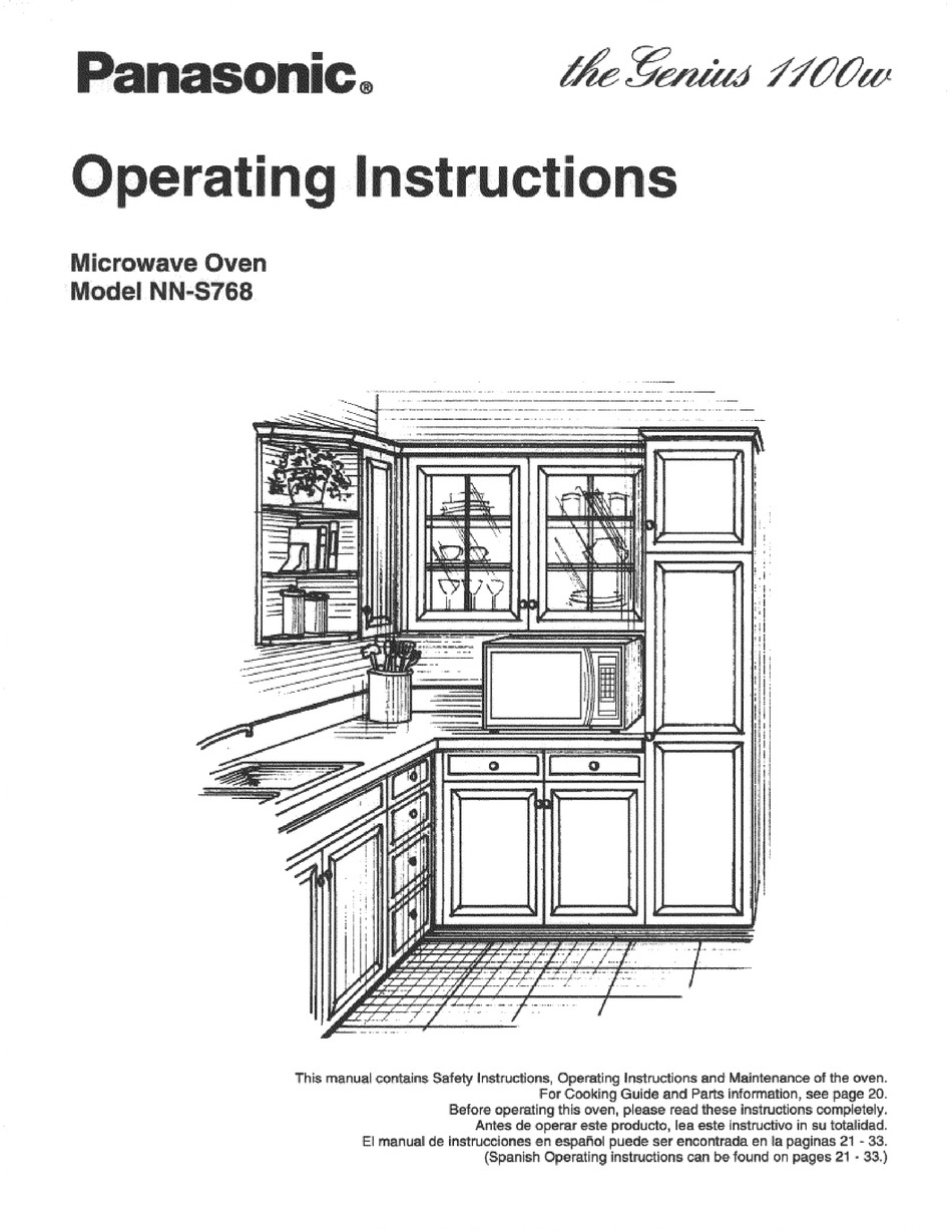 PANASONIC NN-S768BA OPERATING INSTRUCTIONS MANUAL Pdf Download