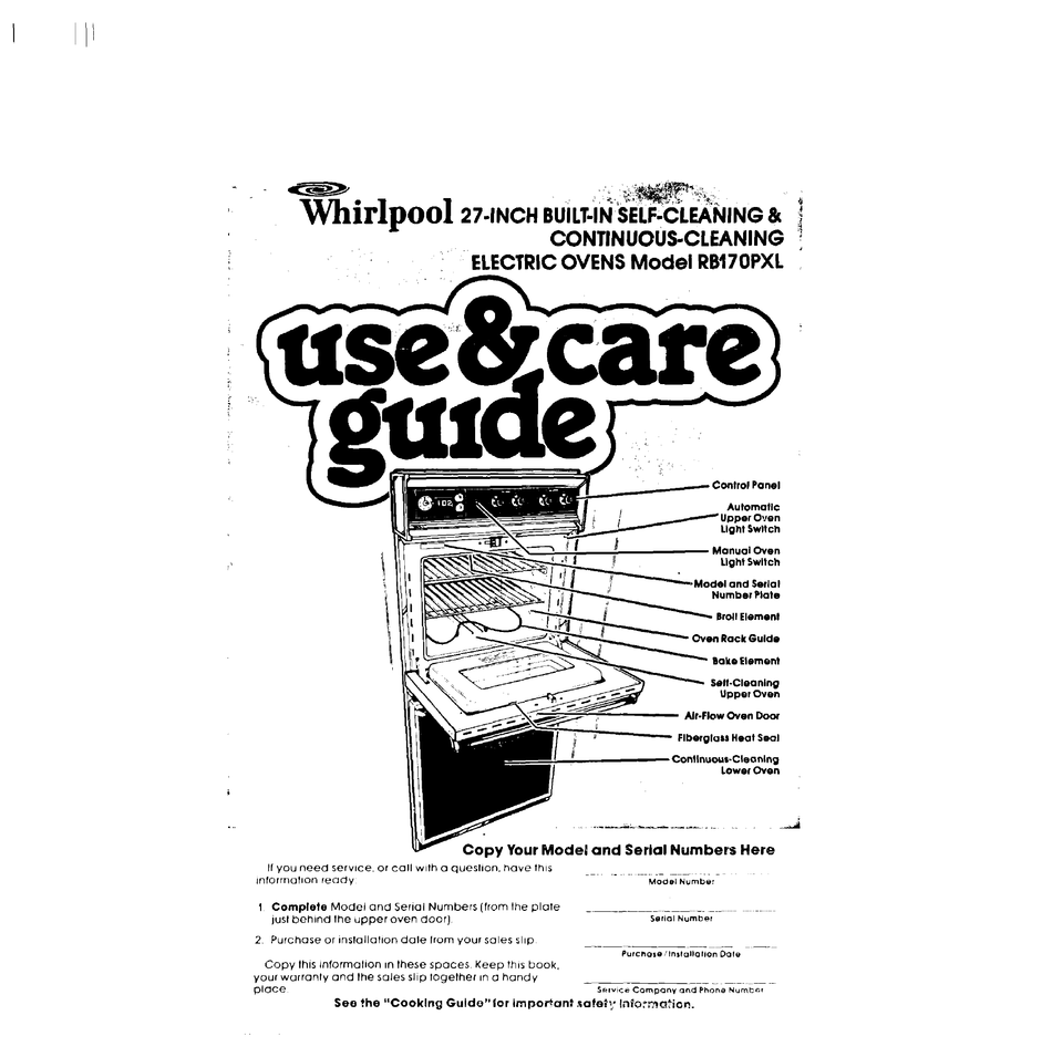 WHIRLPOOL RB170PXL USE AND CARE MANUAL Pdf Download ManualsLib