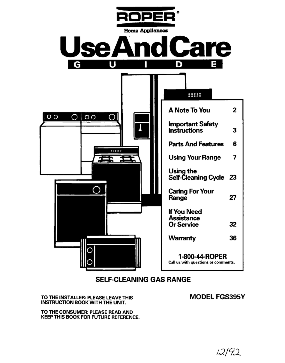 WHIRLPOOL FGS395Y USE AND CARE MANUAL Pdf Download ManualsLib