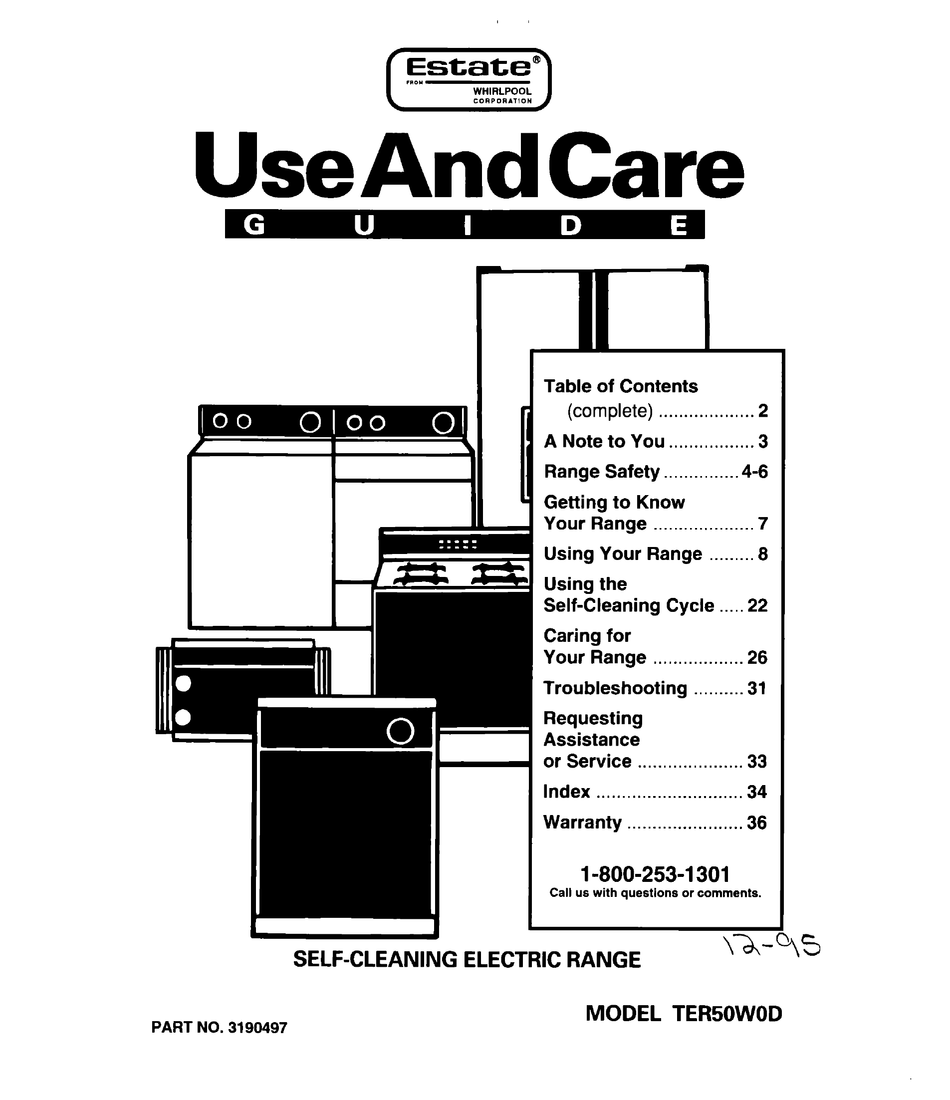 WHIRLPOOL TER50W0D USE AND CARE MANUAL Pdf Download | ManualsLib