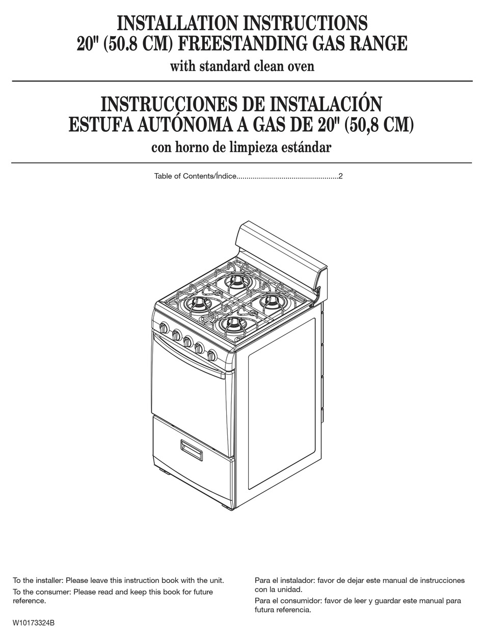 Instrucciones De Instalación; Desempaque La Estufa; Instalación Del Soporte  Anti-Vuelco - Whirlpool W10173324B Installation Instructions Manual [Page  23] | ManualsLib