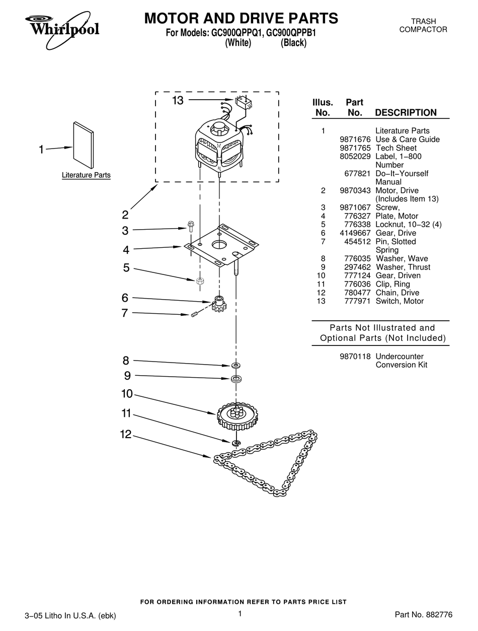 WHIRLPOOL GC900QPPB1 PARTS LIST Pdf Download | ManualsLib