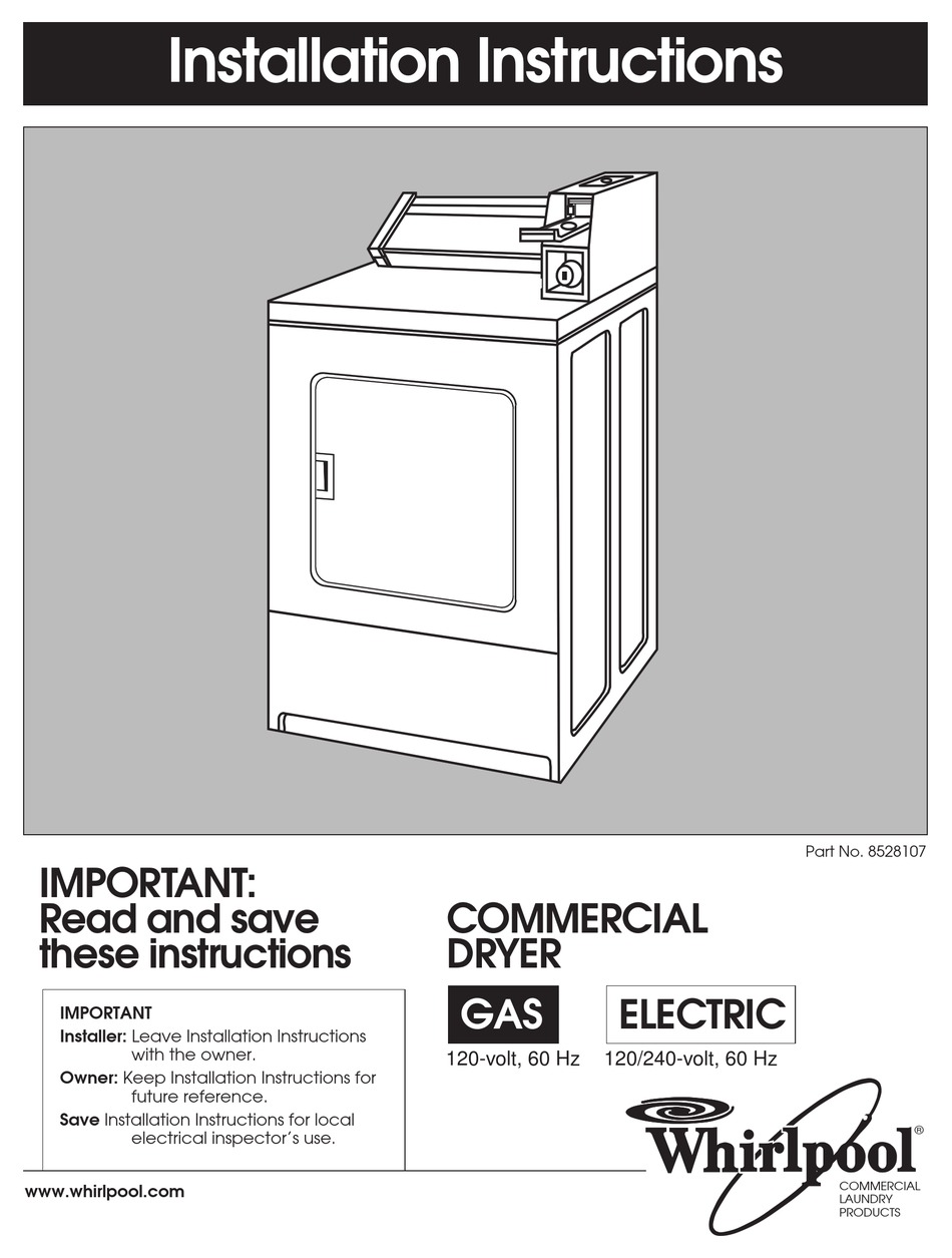 WHIRLPOOL WASHER INSTALLATION INSTRUCTIONS MANUAL Pdf Download ManuaLib