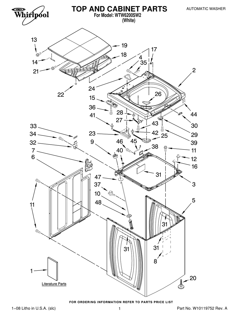 WHIRLPOOL WTW6200SW2 PARTS LIST Pdf Download | ManualsLib