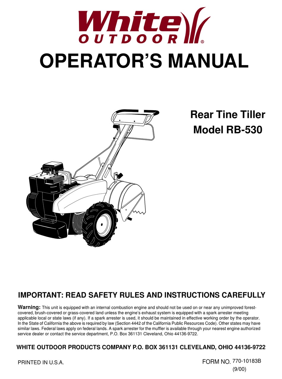 WHITE OUTDOOR RB-530 OPERATOR'S MANUAL Pdf Download | ManualsLib