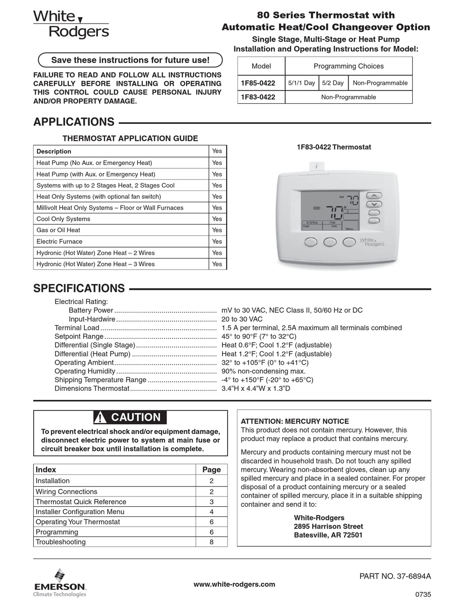 White Rodgers 1f83 0422 Installation And Operating Instructions Manual Pdf Download Manualslib White Rodgers 1f83 0422 Installation And Operating Instructions Manual Pdf Download Manualslib