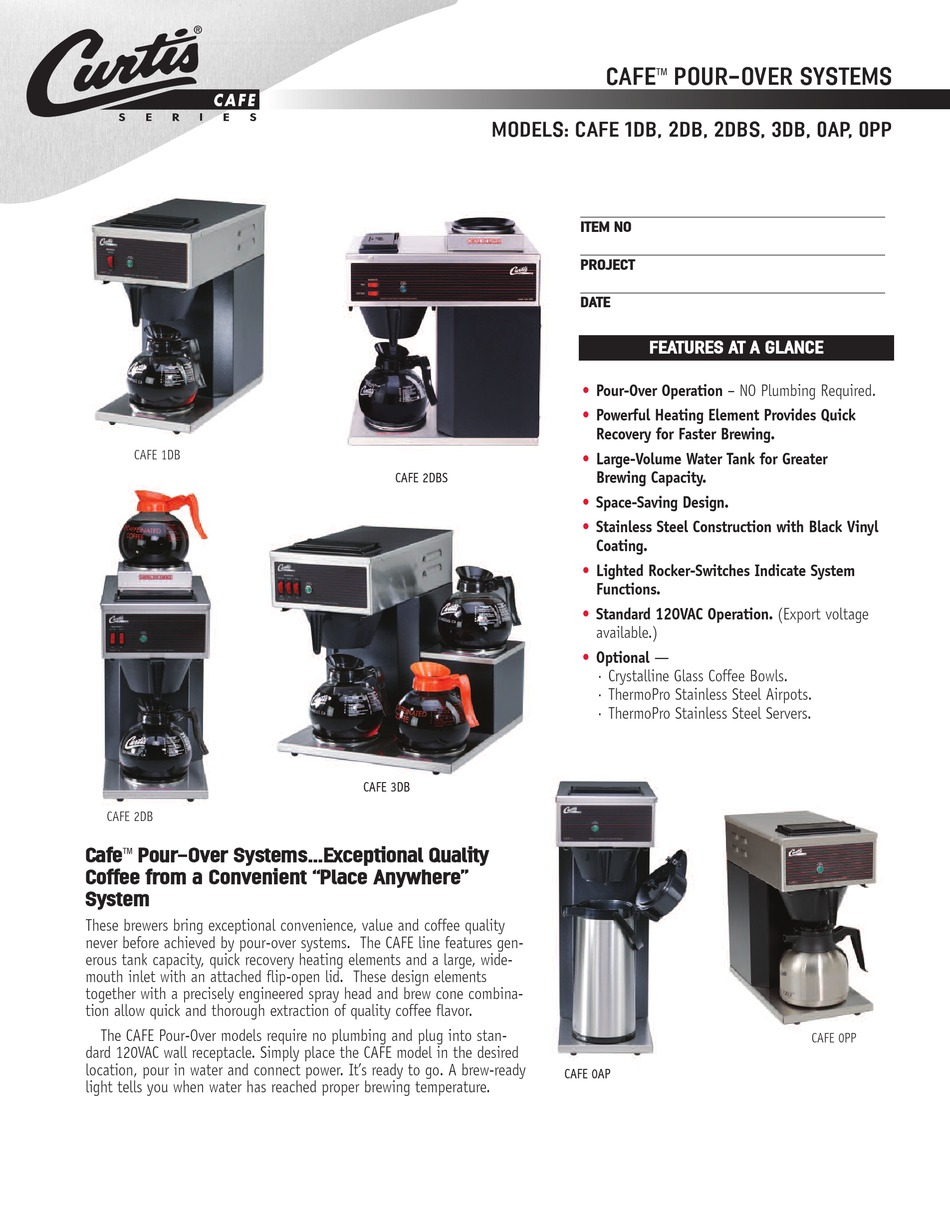 CURTIS CAFE 0AP SPECIFICATION SHEET Pdf Download ManualsLib