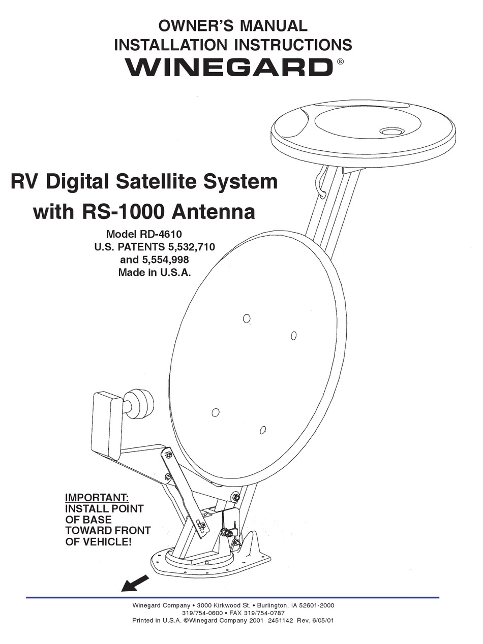 WINEGARD RD4610 OWNER'S MANUAL AND INSTALLATION INSTRUCTIONS Pdf