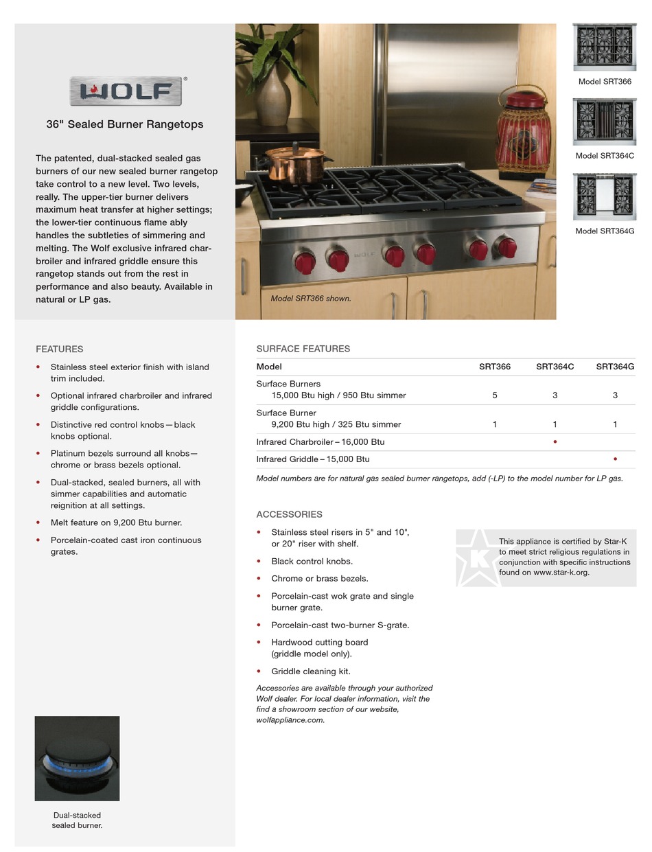 WOLF BURNER RANGETOP DATASHEET Pdf Download ManualsLib