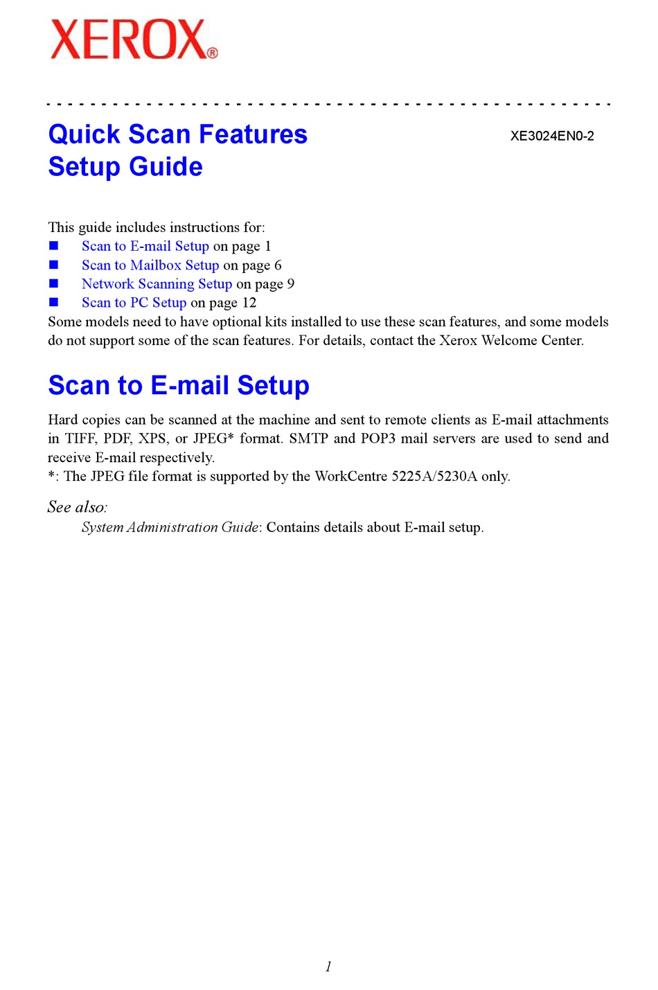 how to setup xerox scan to pc for workcentre 7500
