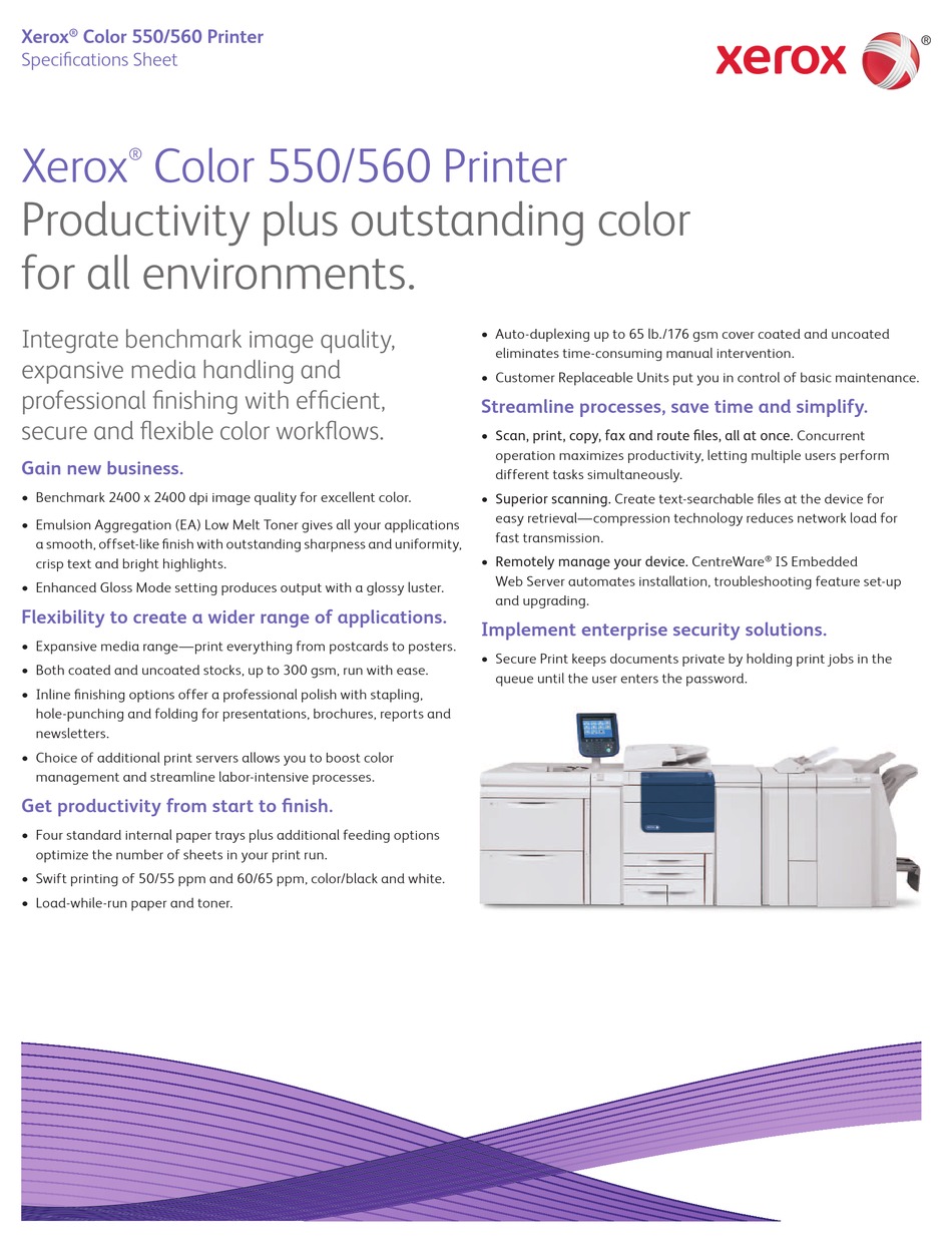 XEROX 550 SPECIFICATION SHEET Pdf Download ManualsLib