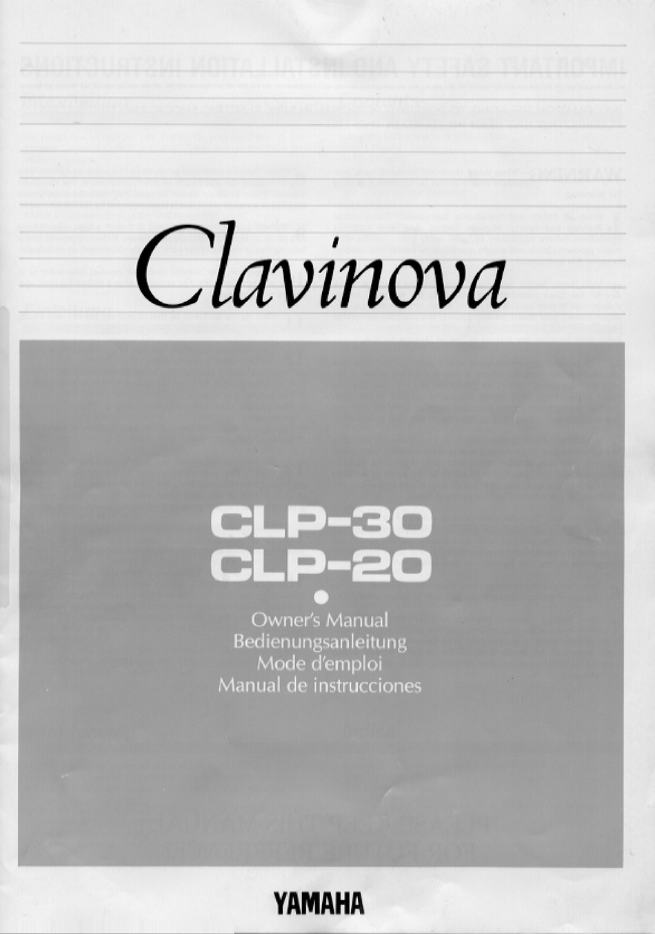 YAMAHA CLAVINOVA CLP-20 BEDIENUNGSANLEITUNG Pdf Download | ManualsLib