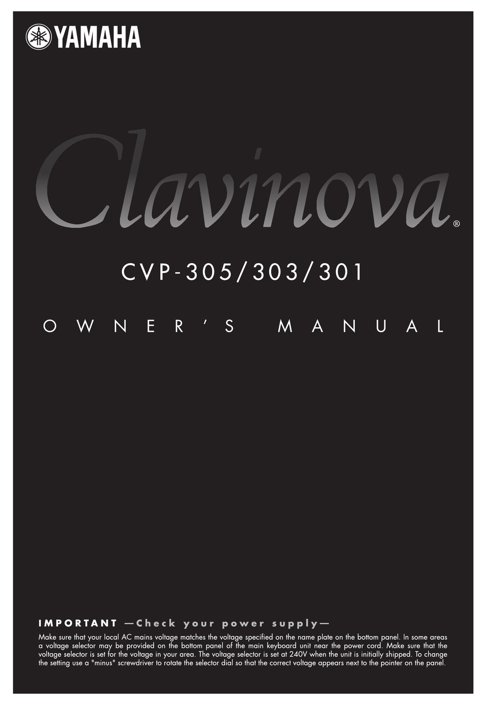 YAMAHA 301 OWNER'S MANUAL Pdf Download | ManualsLib