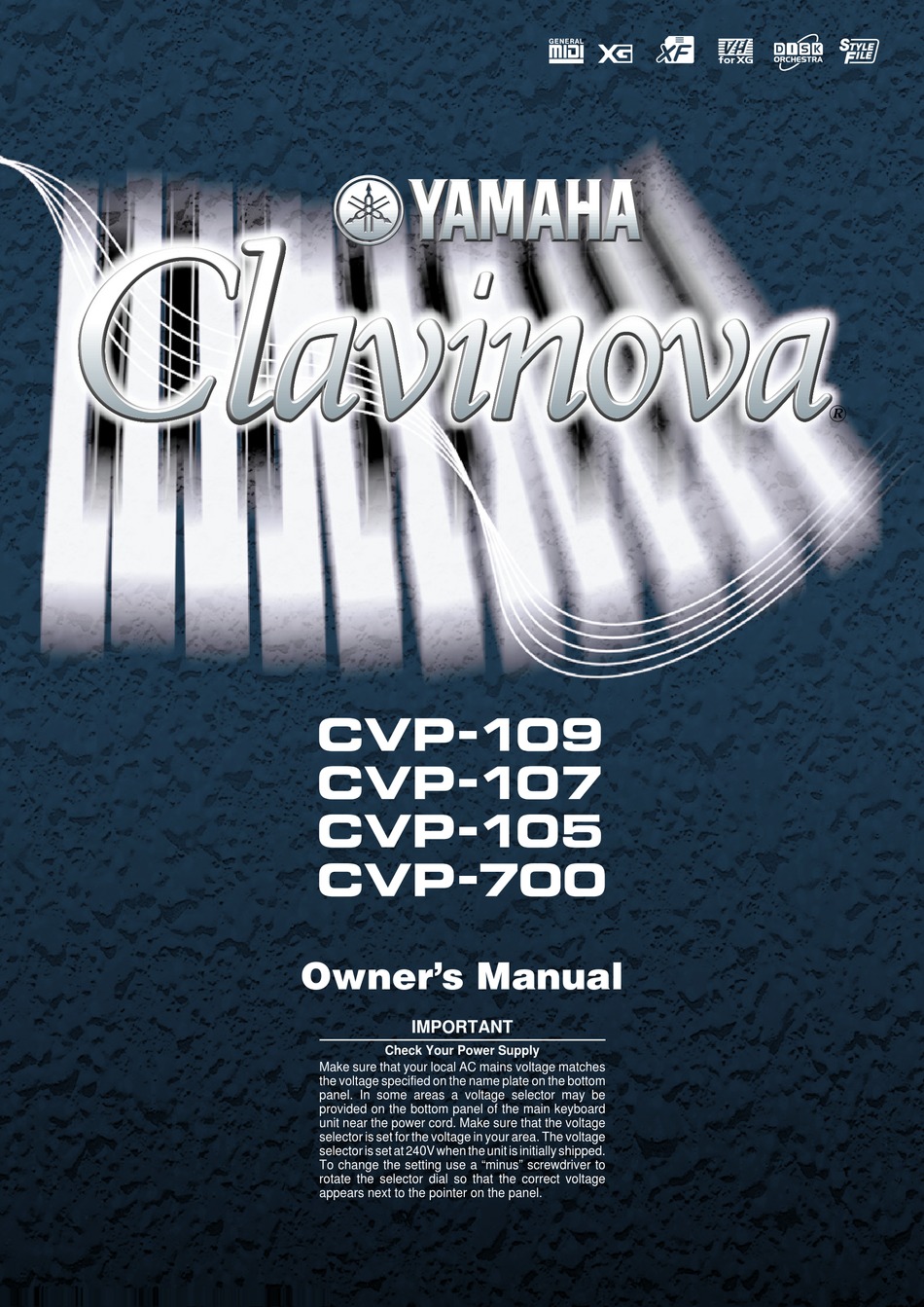 YAMAHA CLAVINOVA CVP-105 OWNER'S MANUAL Pdf Download | ManualsLib