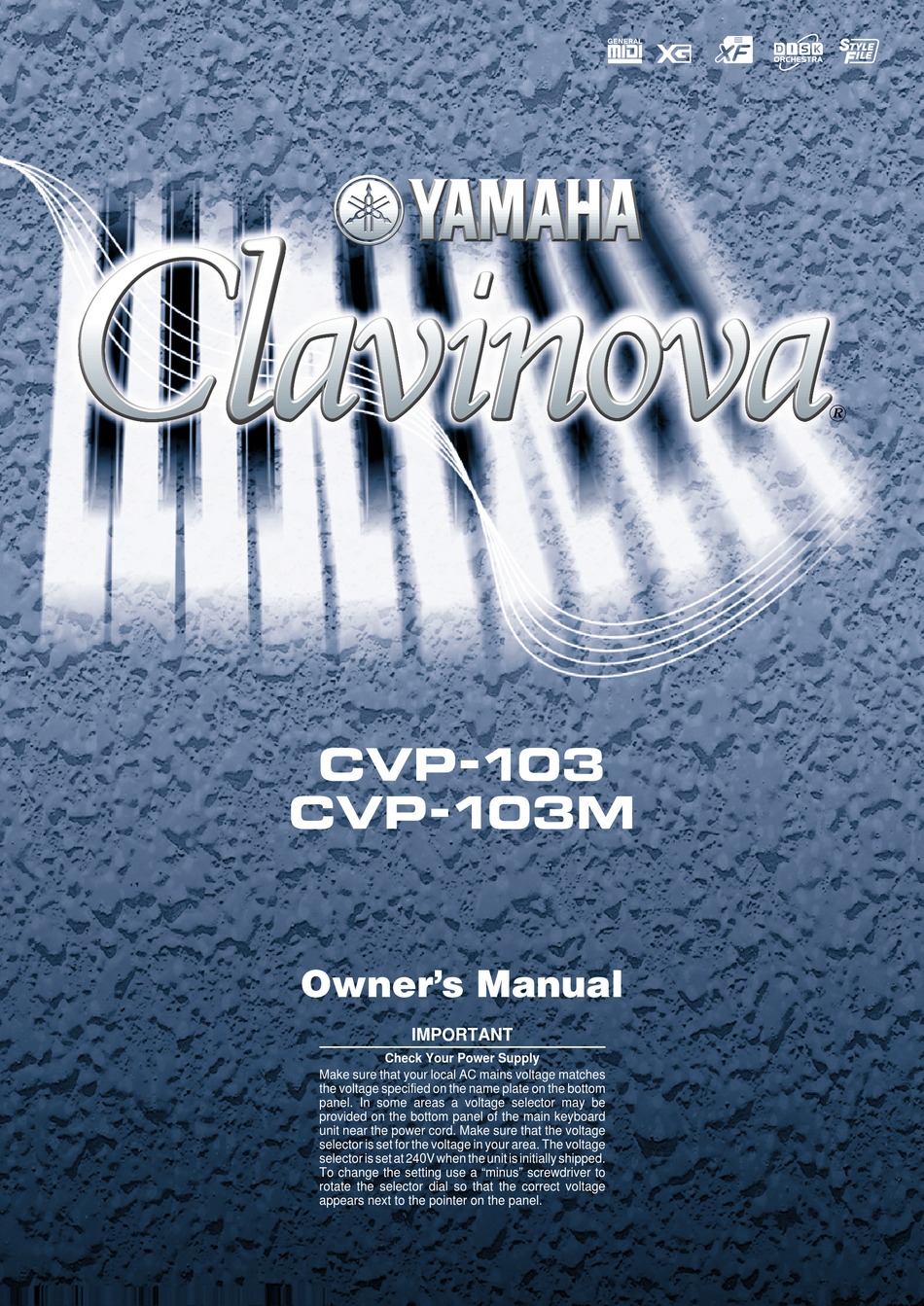 YAMAHA CLAVINOVA CVP-103 OWNER'S MANUAL Pdf Download | ManualsLib