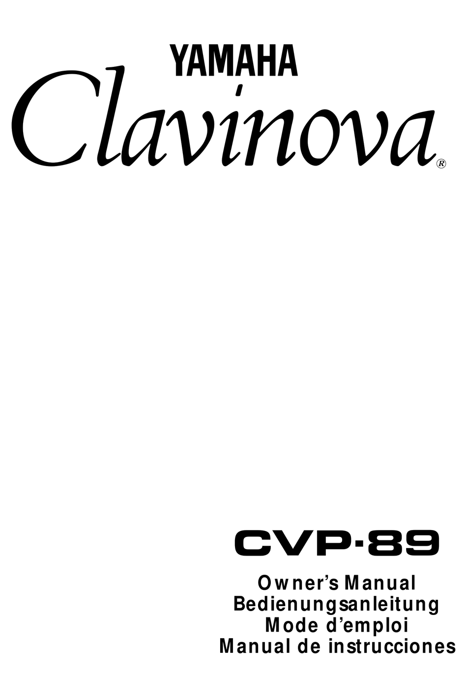 YAMAHA CLAVINOVA CVP-89 OWNER'S MANUAL Pdf Download | ManualsLib