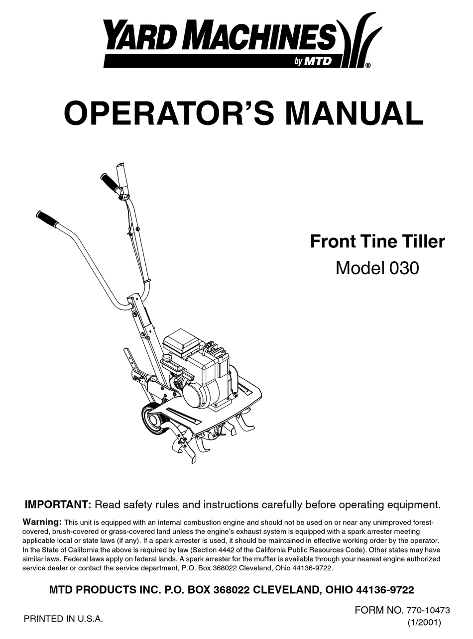Yard Machines 30 Operator S Manual Pdf
