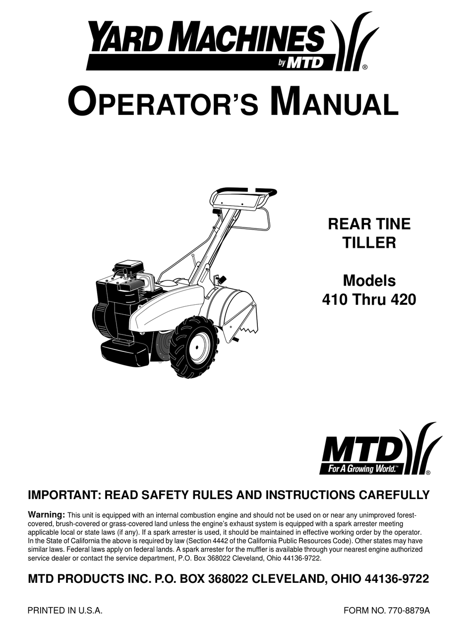 Yard Machines 410 Operator S Manual Pdf