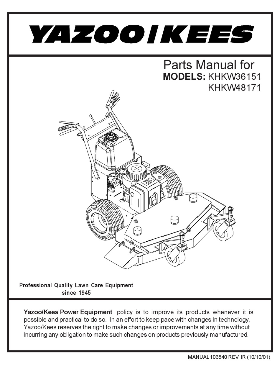 Yazoo kees 61 commercial mower online parts