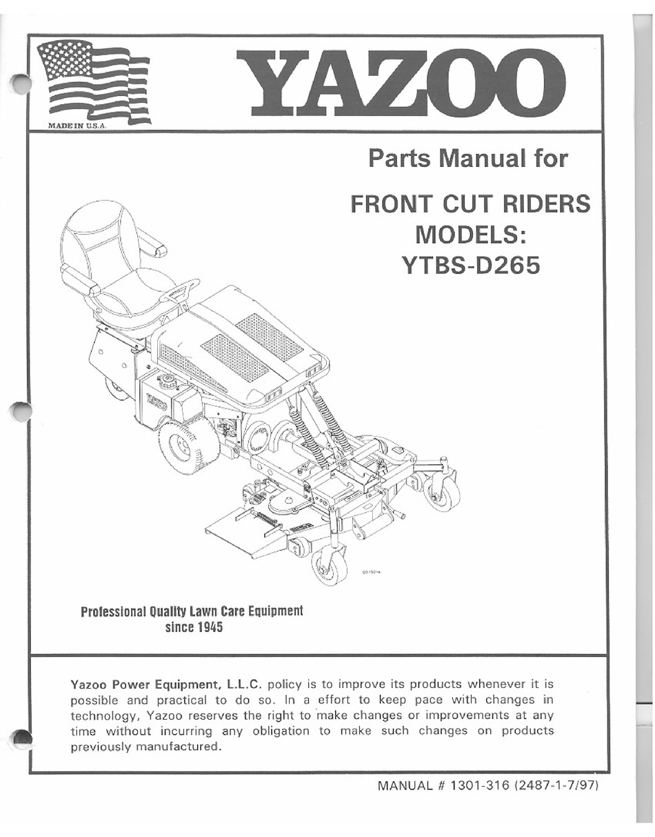 yazoo mower parts manual