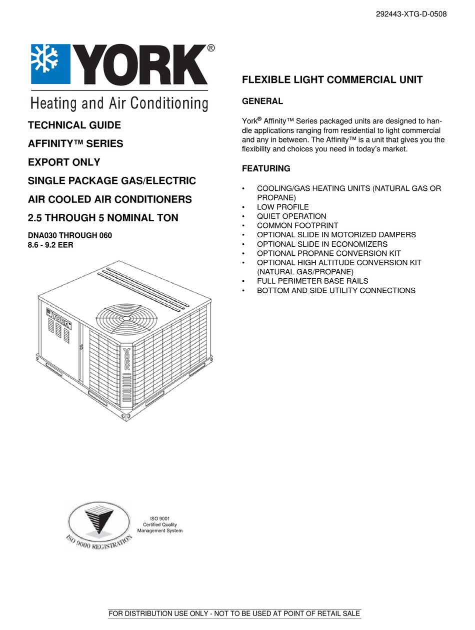 YORK AFFINITY 292443XTGD0508 TECHNICAL MANUAL Pdf Download ManualsLib