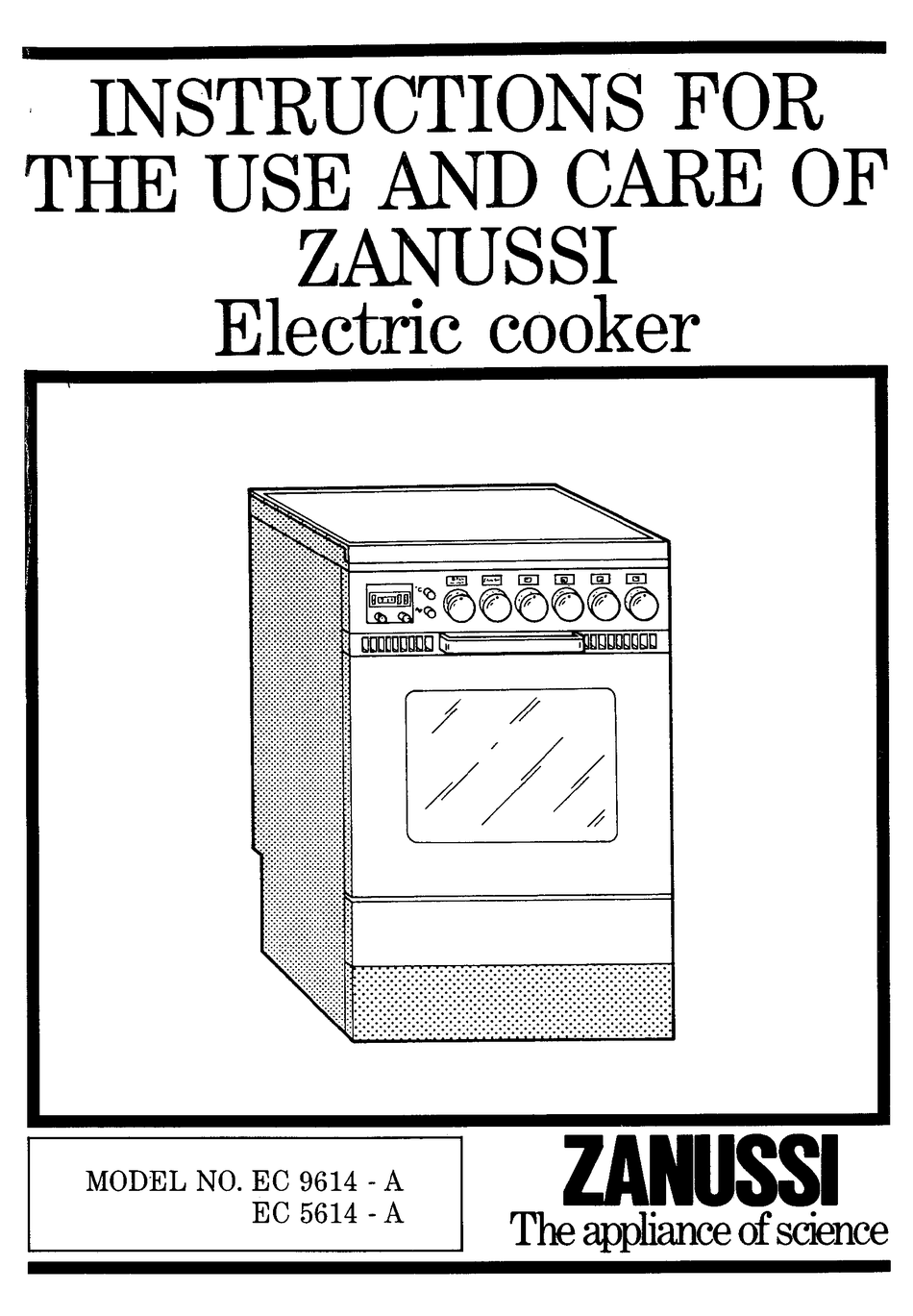 ZANUSSI EC 5614 A INSTRUCTIONS FOR USE AND CARE MANUAL Pdf Download