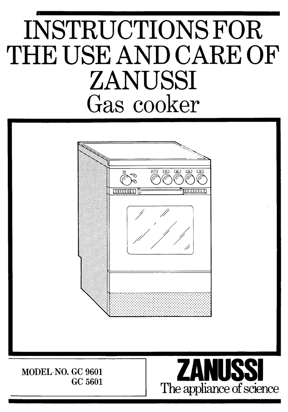 ZANUSSI GC 5601 INSTRUCTIONS FOR THE USE AND CARE Pdf Download ManualsLib