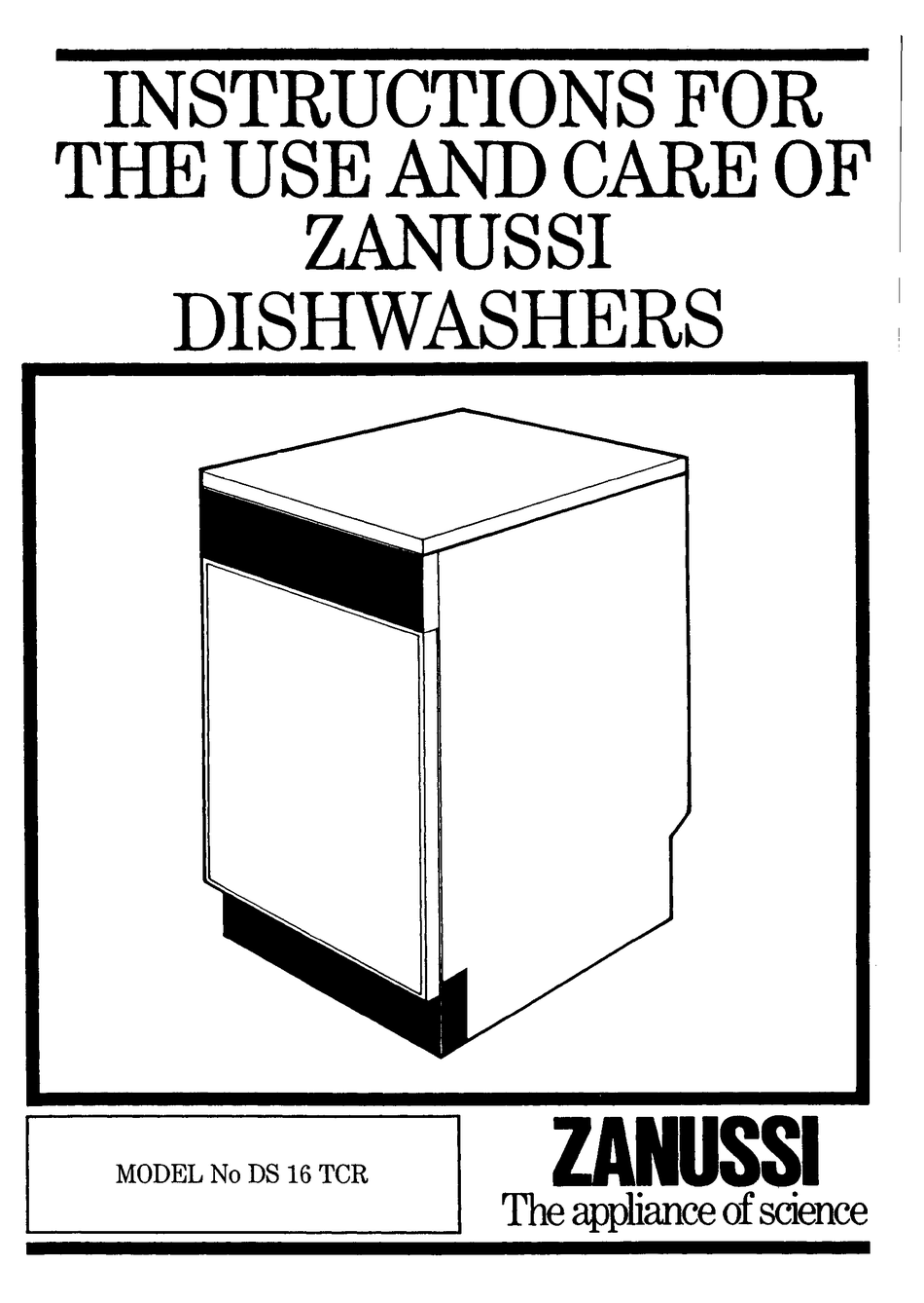 ZANUSSI DS 16 TCR INSTRUCTIONS FOR USE AND CARE MANUAL Pdf Download