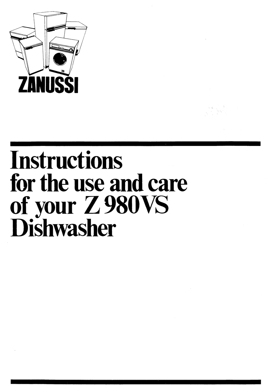 ZANUSSI Z980VS USE AND CARE INSTRUCTIONS MANUAL Pdf Download ManualsLib